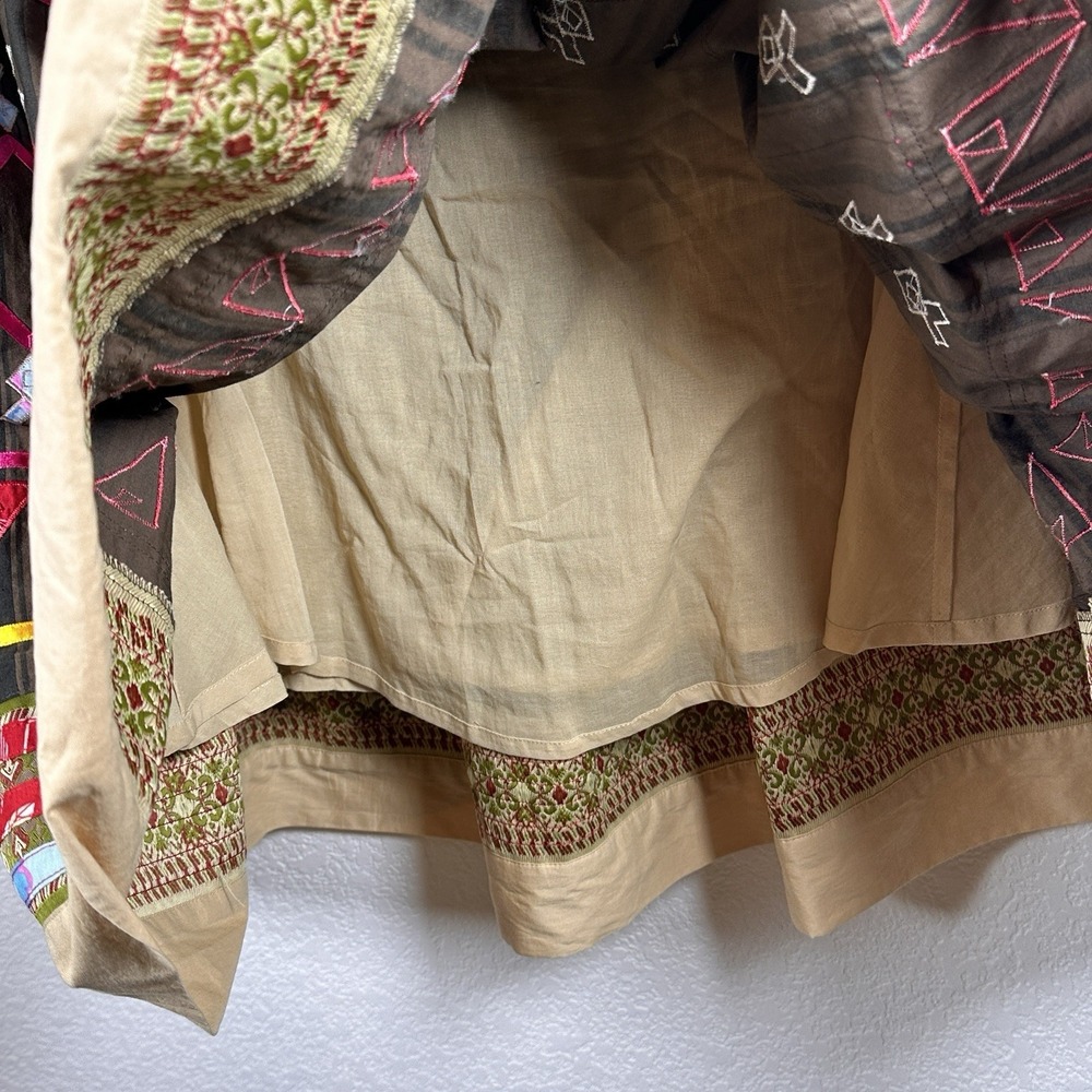 Neiman Marcus Exclusive Embroidered Skirt Boho Folk Moroccan A-line Midi Sz 8 - Picture 6 of 9